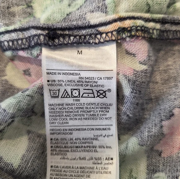 Old Navy Fit & Flare Linen-Blend Midi Dress Navy Blue Floral - Picture 7 of 8